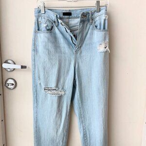 UNIQLO Women's Straight-Leg Distressed Jeans Light Wash Size 24 New